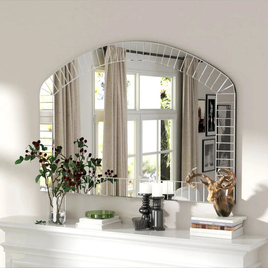 Extra Large Arched Wall Mirror, Silver Glass, Venetian Accent Mirror.....