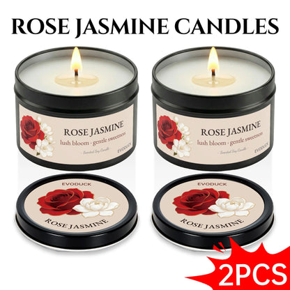 2Pcs Floral Scented Candle Set with White Tea Peony, Rose Jasmine, Freesia and Gardenia Fragrances, Natural Soy Wax,