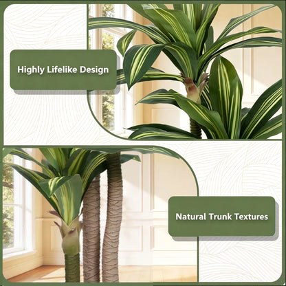 4ft/5ft/6ft Artificial Dracaena Tree in Pot - Realistic  Tropical Plant with Easy Assembly,