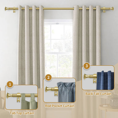 1 Set 5/8 Inch Diameter Heavy-Duty Curtain Rod, Telescoping, 5 Colors, 3 Sizes......