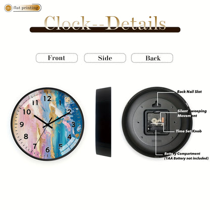 A 10 Inch Plastic Wall Clock - 2D Printed Clock, Abstract Floral Design, AA Batterie Not Included......