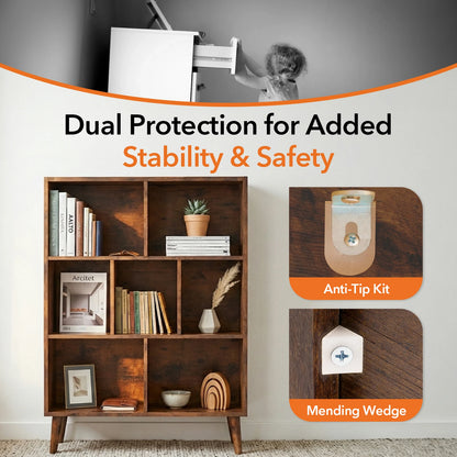7 Cube Wooden Storage Bookshelf with Legs 3-Tier Standing