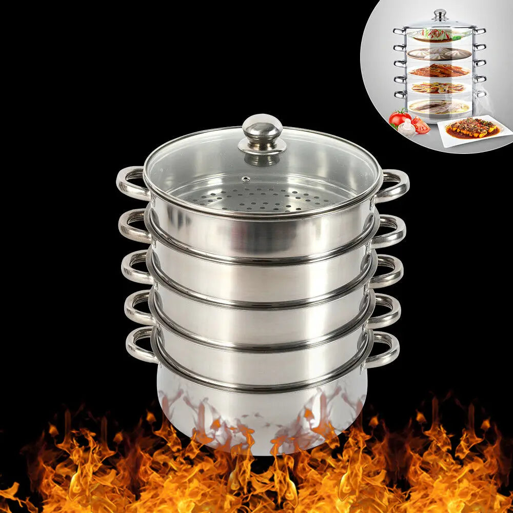 5 Tier 26 / 28 / 30cm Steam Cooker, Stainless Steel....