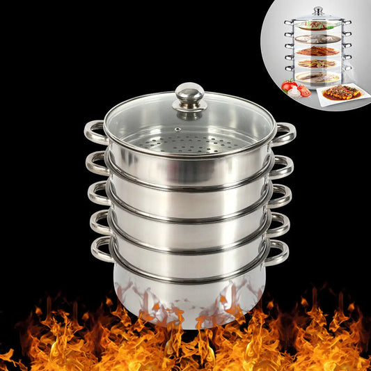 5 Tier 26 / 28 / 30cm Steam Cooker, Stainless Steel....