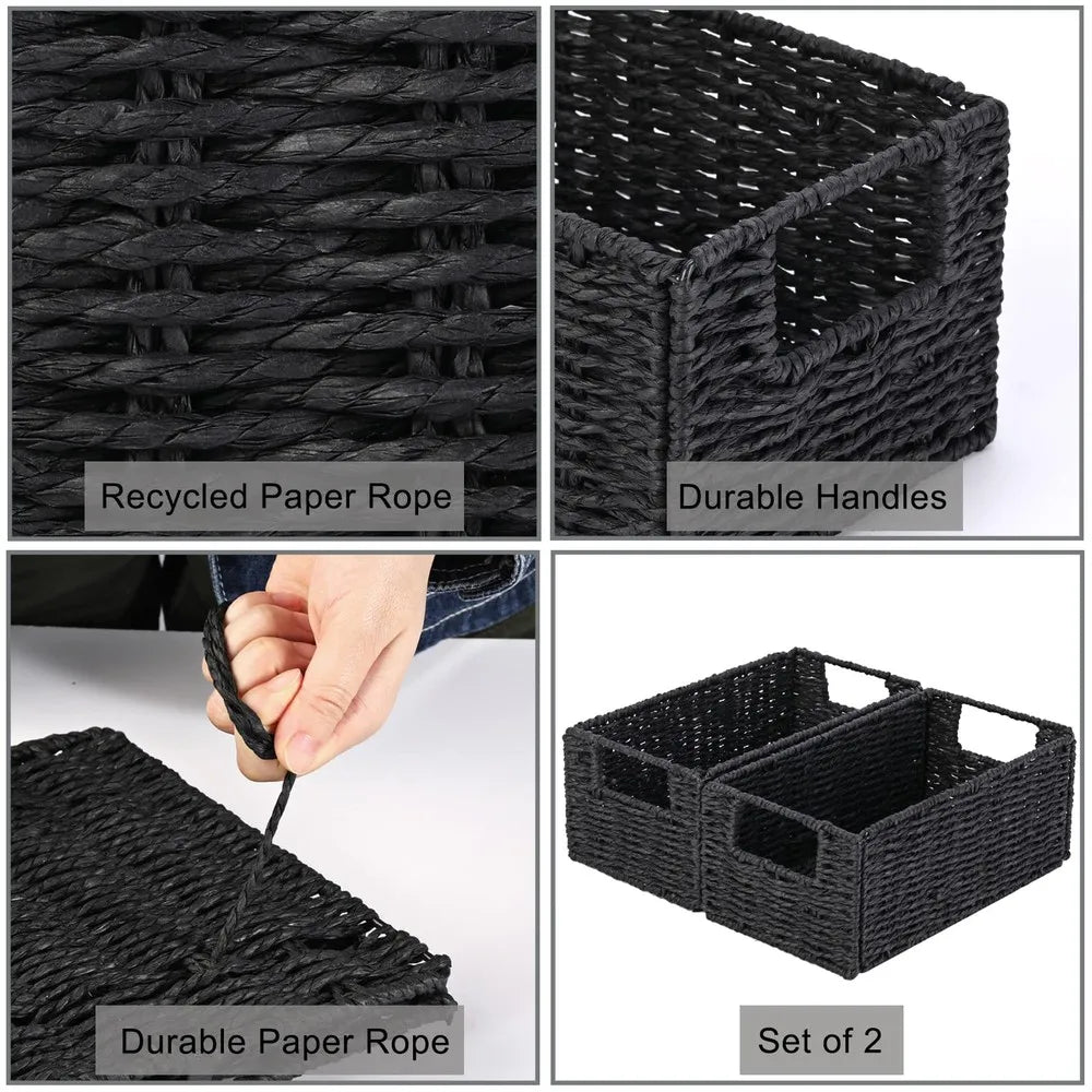 Set of 2 Foldable Wicker Storage Baskets...