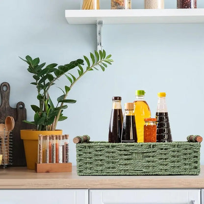 Green Wicker Storage Basket with Handles.....