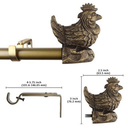 Heavy Duty Adjustable Curtain Rod Set, 3/4" Diameter Single Window Drapery Rod in 3 Sizes