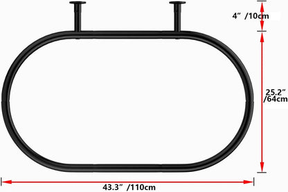 Aluminum Oval Shower Curtain Rod for Clawfoot Tub, Square Design, Black, 43.3 In x25.2