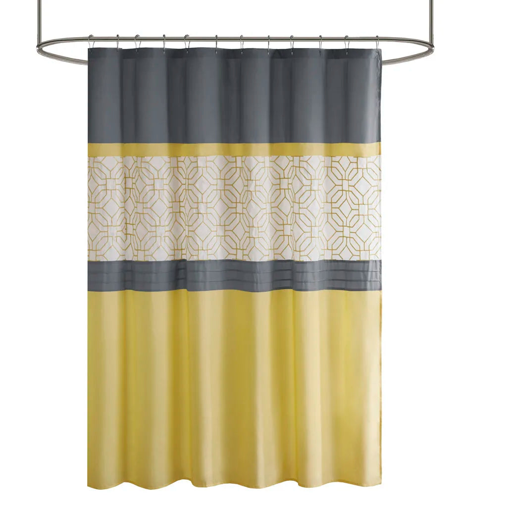 Embroidered and Pieced Shower Curtain With 12 Grommet Hook Waterproof Machine Washable...