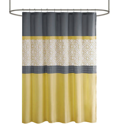 Embroidered and Pieced Shower Curtain With 12 Grommet Hook Waterproof Machine Washable...