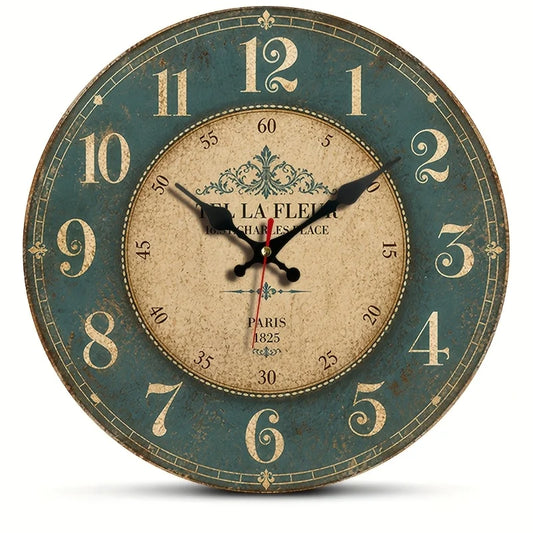 Wooden Vintage Green Café-patterned Wall Clock.....