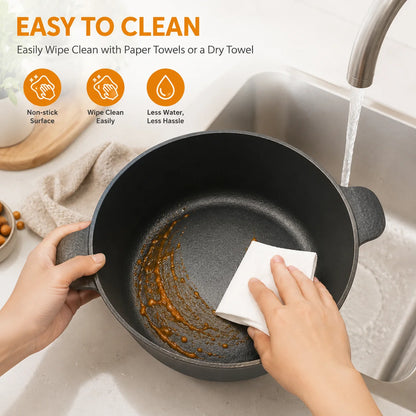 5.2Qt Lightweight Cast Iron Dutch Oven Honeycomb Base Non-Stick, Non- Stick.......