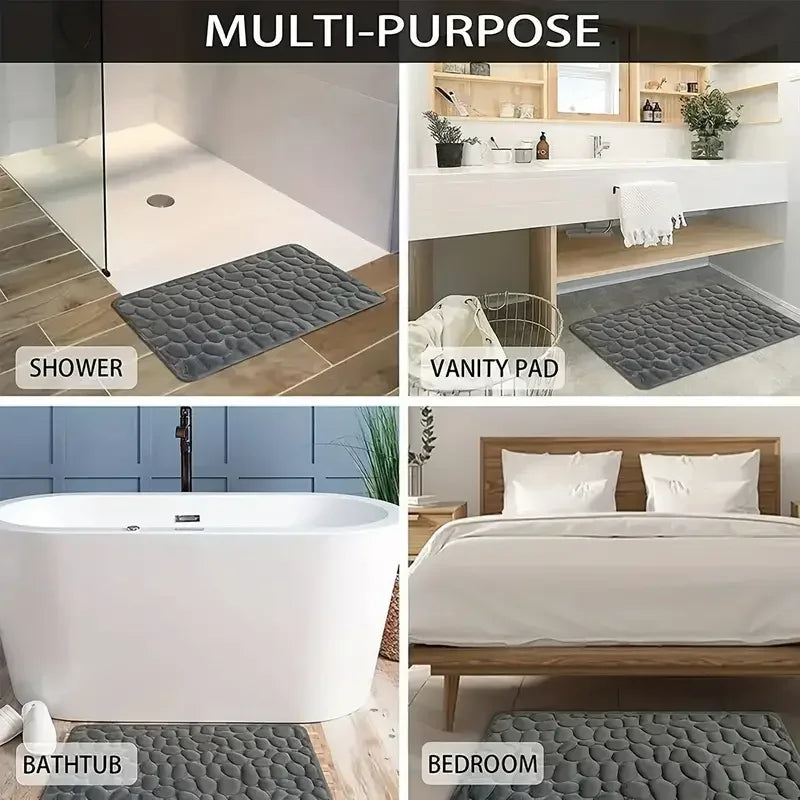 Non Slip Bathroom Mat Cobblestone Pattern, Absorbent, Machine Washable.....