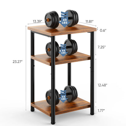 3 Tier End Table Set Of 2, Nightstand with Adjustable Feet For Tea Dining Tables
