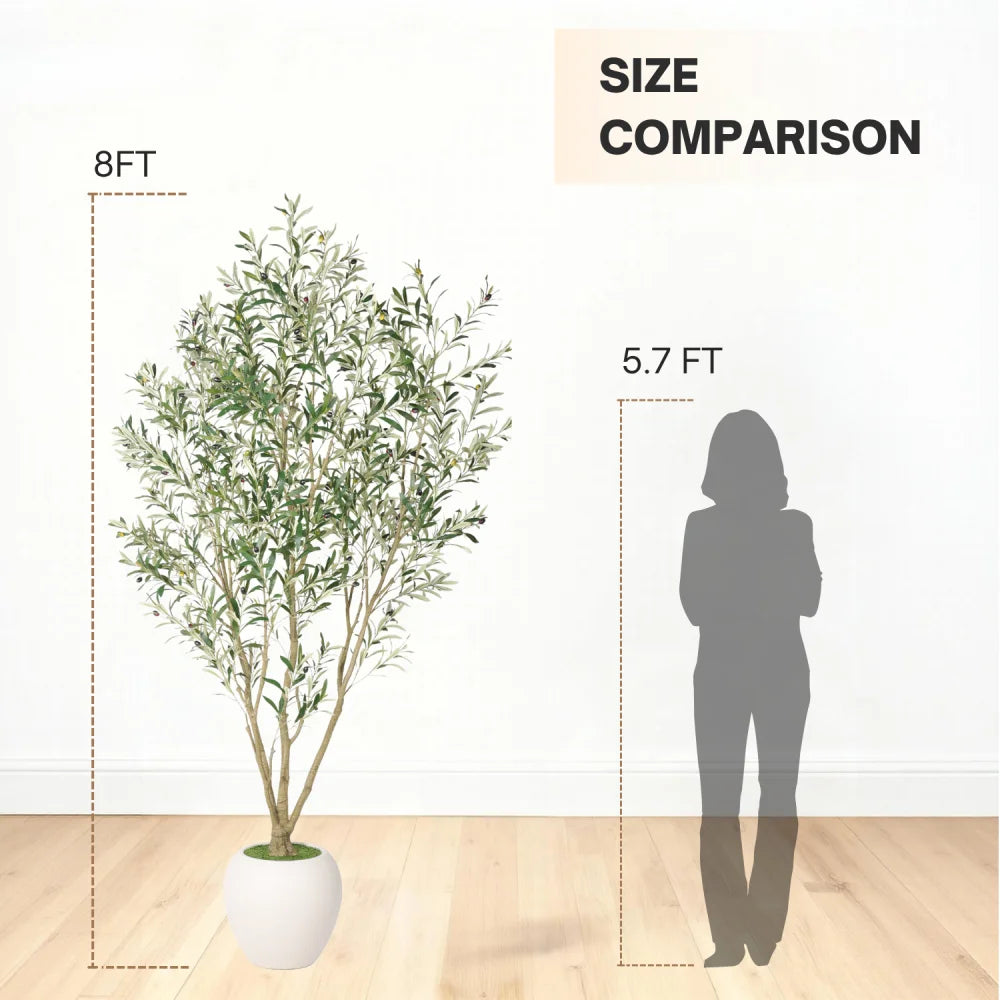 8FT Artificial Olive Tree With Big Decorative White Planter...