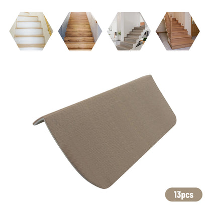 13PCS Carpet Stair Treads Mat 55*24cm Beige Stair Non-slip Carpet Mat Protection