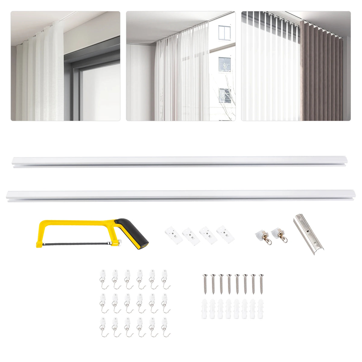 Ceiling Mount Curtain Track, Adjustable 3ft-6ft Heavy Duty,  Easy Cutting Rustproof .....
