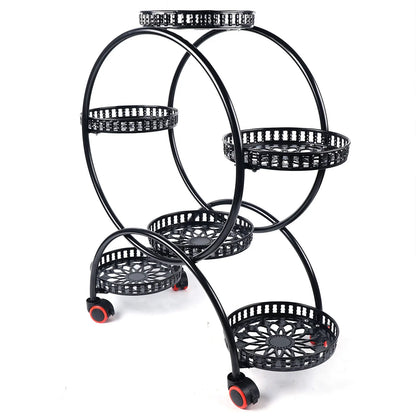 Metal Plant Stands 6 Pots Black / White