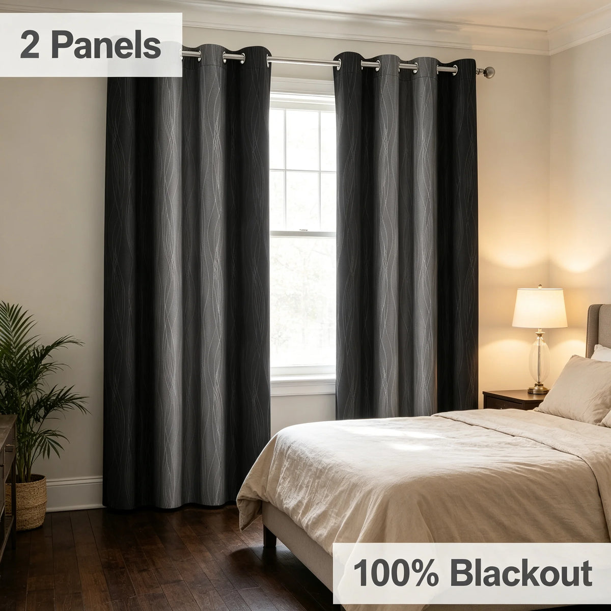 2 Panels Total Blackout Window Curtains, Grommet Top Drapes for Bedrooms, 100% UV Blocking, $ Sizes....