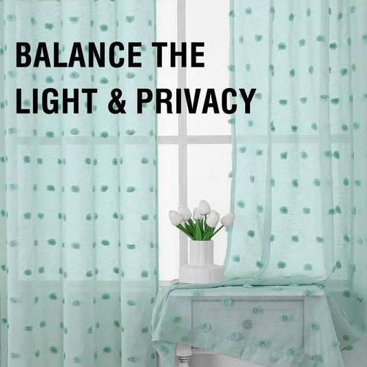 2 Panels Flora Semi Sheer Curtains, 5 Colors,  Light Filtering Grommet Top Window Treatments, 4 Sizes....