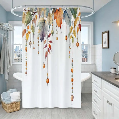 Watercolor Autumn Maple Leaf Shower Curtain, With 12 Rod Hooks, Waterproof 2 Sizes....