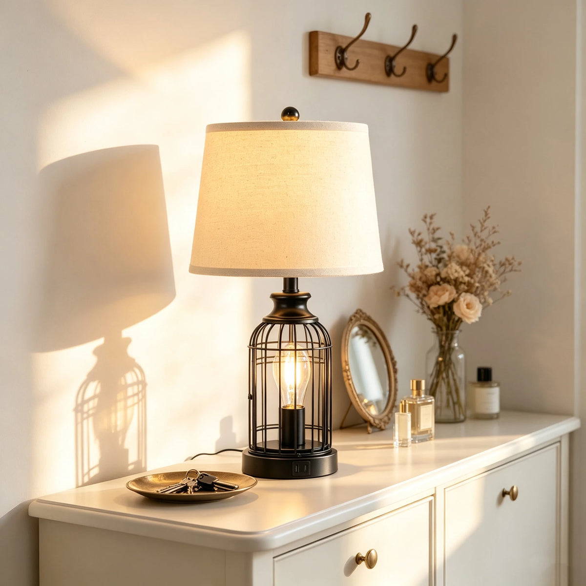 Table lamp Modern Minimalist European Hardware double layer cloth cover