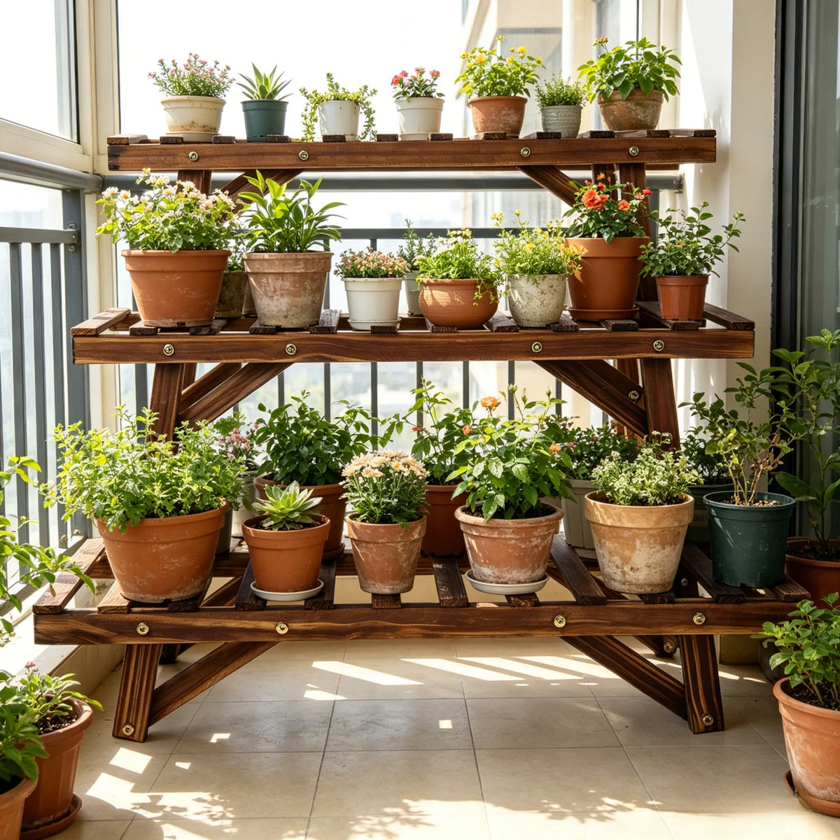 3 Tier Wooden Plant Stand, Outdoor