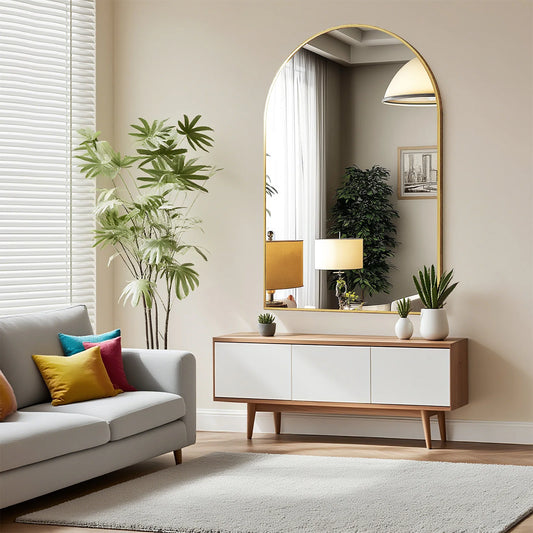 JHK 26"x38" Arched Metal Frame Mirror....