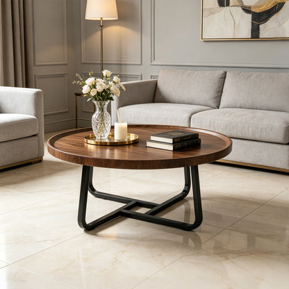19.7in Minimalist small Round Side Table, With Metal Frame