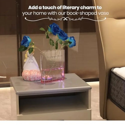 Book Vase, Acrylic Clear Book-Shaped Flower Vase Simplicity