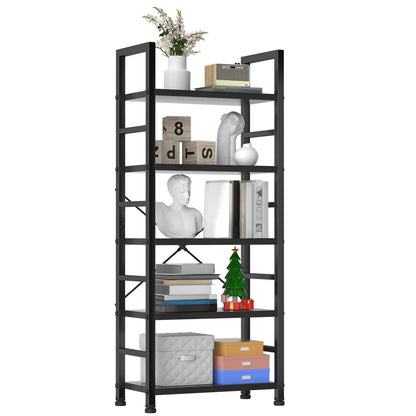 5 Tier Wooden Display Bookshelf Standing Stable Metal Frame