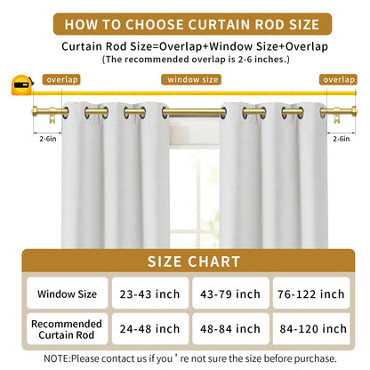 Heavy Duty Adjustable Curtain Rod, 5/8 Inch Diameter Double Window Drapery Rod Set, 28 to 120 Inches