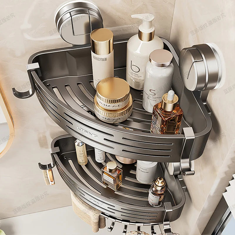 Wall Mounted Shower Basket, Rust-Free Suction Shelf, Quick Installation, No Tools Needed....