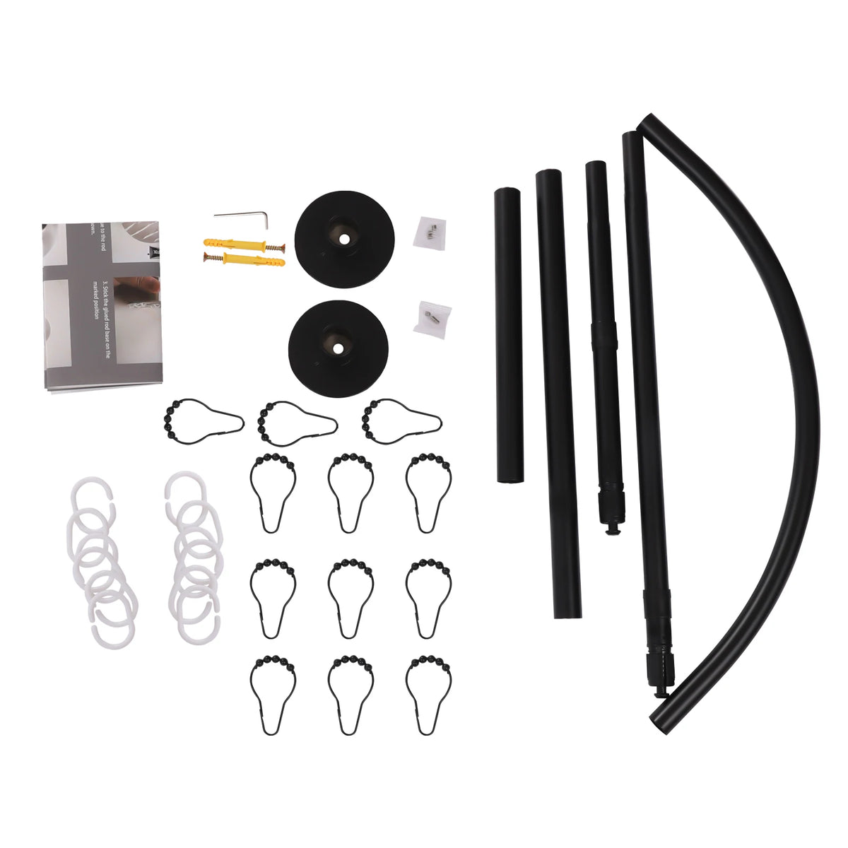 Stainless Steel Shower Curtain Rail L Shape, Telescopic Rod with Shower Curtain Rings.....