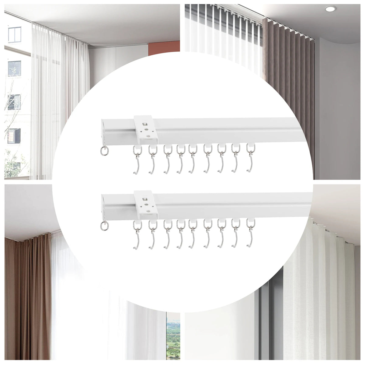 Ceiling Mount Curtain Track, Adjustable 3ft-6ft Heavy Duty,  Easy Cutting Rustproof .....