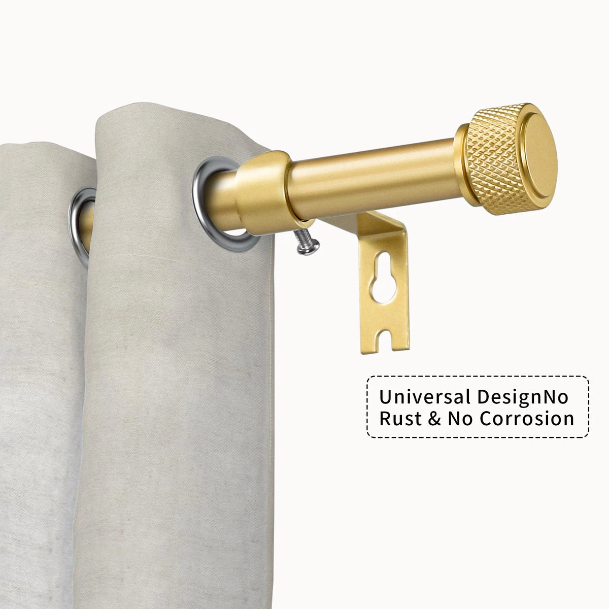5/8" Diameter Adjustable Single Drapery Curtain Rod Set , 28"-48"/48"-84"/84"-120", 3 Colors......