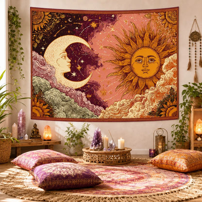 Sun and Moon Tapestry, Wall Hanging Wall Art, 7 Sizes.....