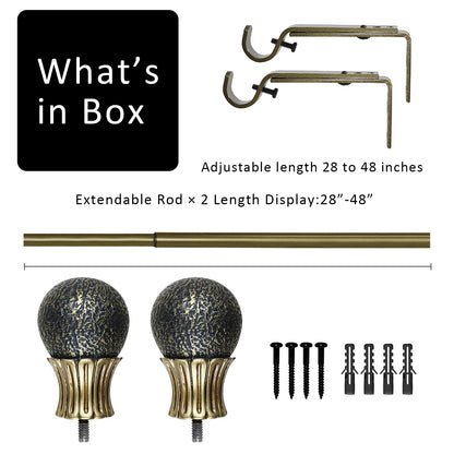 Heavy Duty Adjustable Curtain Rod Set, 1" Diameter Single Window Drapery Rod , 28 to 120 Inches, 2 Colors.....