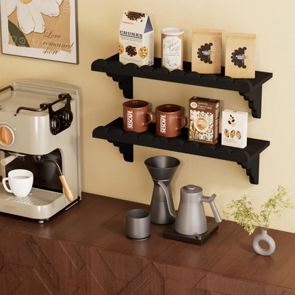 Rustic Wood Floating Wall Shelf with Wood Brackets.....