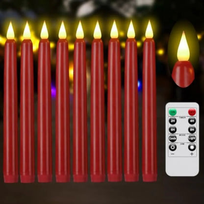 Flameless Taper Candles with Remote Control and Timer, AA Battery Needed ,Flickering 3D Flame, 9.6×0.8 Inch