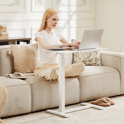 JHK Overbed Bedside table with Hidden Wheels Adjustable Height