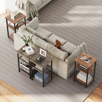 3 Tier  End Table Storage Shelf with Adjustable Feet