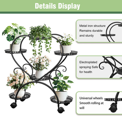 6 Tier Metal Rolling Plant Stand with Wheels....