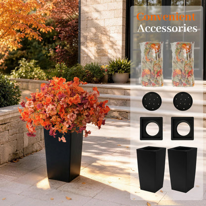 60cm Artificial Orange Daisy Flowers in Black Planters 2 Packs UV Resistant