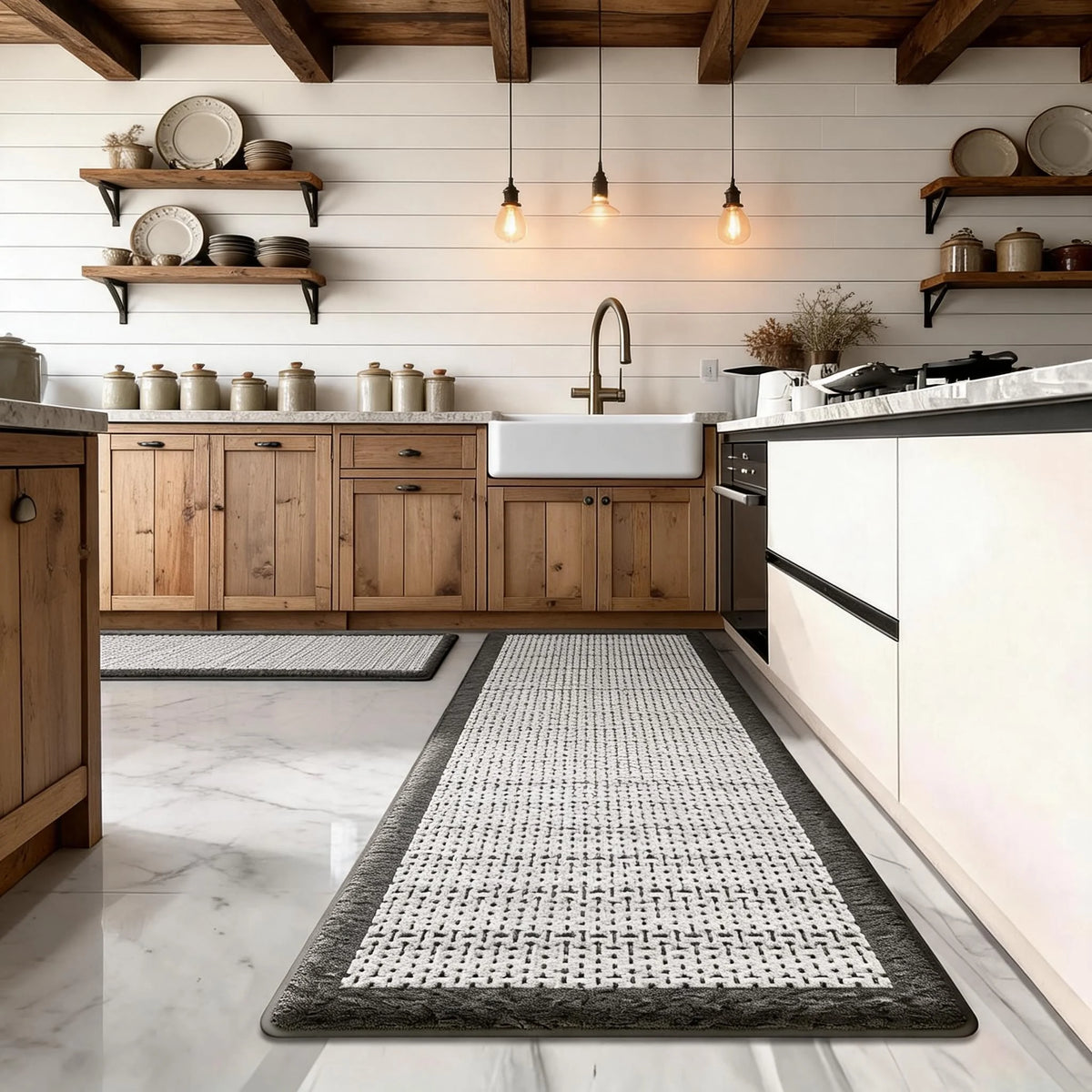 Kitchen Runner Rug Cozy Plush Flannel  Non Slip Water Absorbent