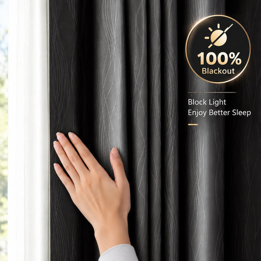 2 Panels Total Blackout Window Curtains, Grommet Top Drapes for Bedrooms, 100% UV Blocking, $ Sizes....