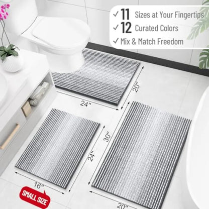 Bathroom Rugs 30x20, Absorbent Chenille, Rubber Backing, Machine Wash Dry...