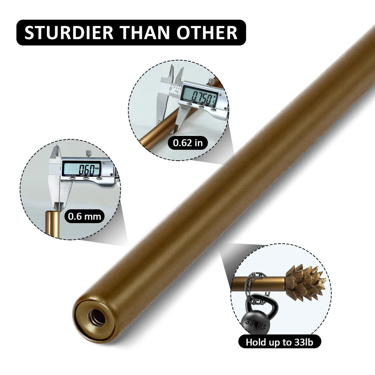 Heavy Duty Adjustable Curtain Rod，28 to 120 Inches, 3/4 Inch Single, 3 Colors, 3 Sizes....