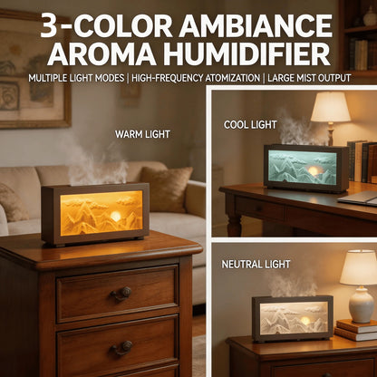 2026 5 Oz New Sunrise Golden Mountain Themed Air Diffuser Humidifier, Aromatherapy Essential Oil Diffuser, with Timer,