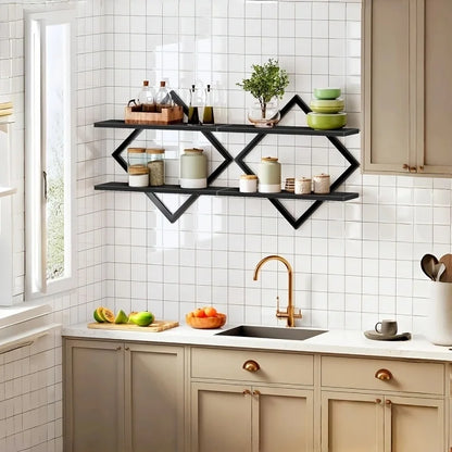 Diamond Iron Art Shelf Solid Wood Partition